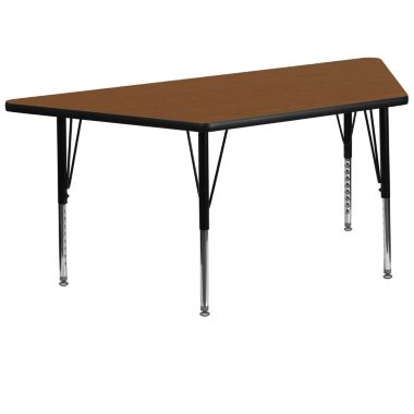 Emma and Oliver 29x57 Trapezoid Oak HP Laminate Preschool Activity Table. View a larger version of this product image.