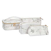 Glamlily White Marble Makeup Bag Set in 4 Sizes, Cosmetic Travel Pouches (4 Pack)