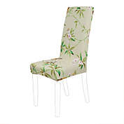 PiccoCasa Elastic Floral Pattern Dining Chair Cover Light Green, 1 Piece