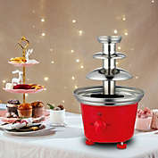 Stock Preferred Chocolate Melting Fountain Machine 3-Tier in Red