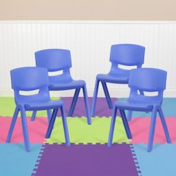 Flash Furniture 4 Pack Blue Plastic Stackable School Chair with 13.25'' Seat Height