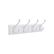 SONGMICS Wall Mounted Coat Rack, with 4 Tri-Hooks, for Entryway Bathroom Closet, White