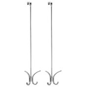 mDesign Metal Over Door Quad 4 Hook Storage Organizer Rack, Tall, 2 Pack