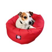 Majestic Pet Product 24-Inch Small Poly / Cotton Waterproof Cushion Red Bagel Bed for Pets