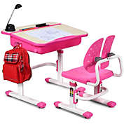 Slickblue Kids Desk and Chair Set Children&#39;s Study Table Storage-Pink