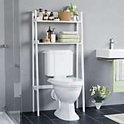 Homfa 2 Tier Bathroom Organizer with Multi-Functional Shelves in White