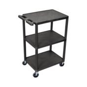 Luxor 3-Shelf Portable Mobile Multipurpose Kitchen Storage Service Tuffy Utility Cart 24"W x 18"D x 43"H- Black