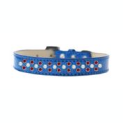 Mirage Pet Products Sprinkles Ice Cream Dog Collar Pearl and Red Crystals Size 16 - Blue