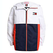 Tommy Hilfiger Big Boy&#39;s Signature Colorblocked Logo Print Hooded Jacket White Size Small