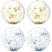 Blue Panda Gold and Turquoise Inflatable Glitter Beach Balls (20 Inches, 4 Pack)