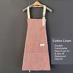 Department Store 1pc Adjustable Kitchen Cooking Apron Cotton And Linen Machine Washable With 2 Pockets (Pink)
