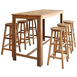 vidaXL Bar Table and Stool Set 7 Pieces Solid Acacia Wood