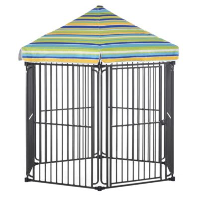 PawHut 60" x 52" Heavy-Duty Outdoor Pet Cage Kennel with Weather-Resistant Polyester Roof, Locking Door, & Metal Frame