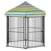 PawHut 60" x 52" Heavy-Duty Outdoor Pet Cage Kennel with Weather-Resistant Polyester Roof, Locking Door, & Metal Frame