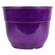 Garden Elements Glazed Brushed Happy Large Plastic Planter, Dark Purple, 15 Inch
