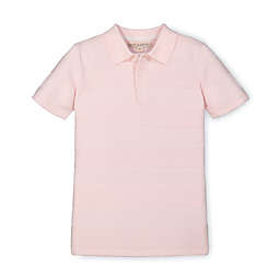 Hope & Henry Boys' Short Sleeve Sweater Polo (Ballet Pink Textured Stripe, 12-18 Months)