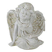Northlight 6" Ivory Sitting Angel with Bird Outdoor Garden Statue