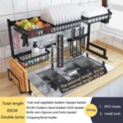 Stock Preferred Over the Sink Dish Drying Shelf Rack in 85cm Stainless Steel Black