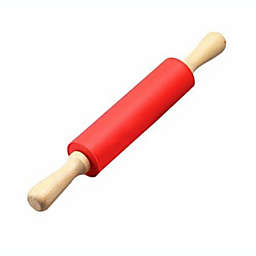 Kitcheniva Red Silicone Rolling Pin Wood Handle Non-stick Dough Roller