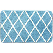 Juvale Non Slip Bath Mat for Bathroom, Shaggy Blue Rug (30.7 x 18.9 In)