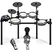LyxJam 8-Piece Electronic Drum Kit, Professional Drum Set with Real Mesh Fabric, 448 Preloaded Sounds, 70 Songs, 15-Song Recording Capacity, Choke,Rim,Edge Capability & Kick Pad, Drum Sticks Included