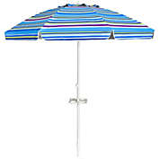 Slickblue 7.2 Feet Portable Outdoor Beach Umbrella with Sand Anchor and Tilt Mechanism-Blue