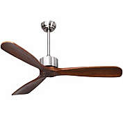 Gymax 52" Modern Ceiling Fan Indoor & Outdoor Brushed Nickel Finish w/Remote Control