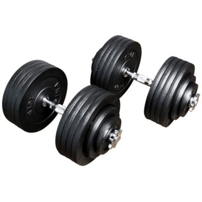 PRISP Adjustable Weight Dumbbells Set - Includes 2 Bars, Cast Iron Plates and Threaded Collars, 200 lbs