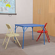 Flash Furniture Kids Colorful 3 Piece Folding Table And Chair Set - Blue
