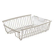 mDesign Large Kitchen Sink Dish Drying Rack, 2 Pieces - Satin/Clear