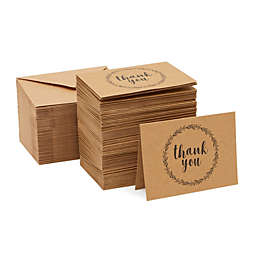 Best Paper Greetings 120 Pack Kraft Thank You Cards with Envelopes Bulk Set, Blank Inside, Rustic Design (Brown, 3.5 x 5 In)