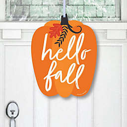 Big Dot of Happiness Fall Pumpkin - Hanging Porch Halloween or Thanksgiving Party Outdoor Decorations - Front Door Decor - 1 Piece Sign