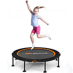 Costway-CA 47" Folding Trampoline Fitness Exercise Rebound with Safety Pad Kids and Adults-Orange