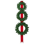 Northlight Set of 3 Pre-Lit Battery Operated Wreaths on Red Ribbon Christmas Decoration, 6.5&#39;