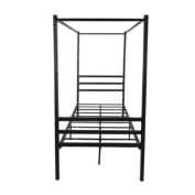 Infinity Merch Canopy Metal Bed with Headboard Mattress Full Size in Black