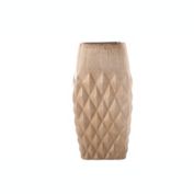 Urban Trends Collection Ceramic Rectangle Vase with Brushed Banded Top and Embossed Diamond Pattern Design Body Gloss Finish Gold