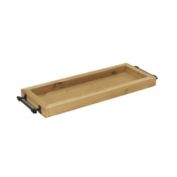 Cheungs Decorative Long Low Set Wood Tray With Side Metal Handles