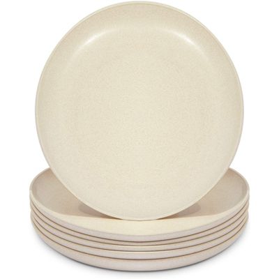 Okuna Outpost Wheat Straw Plates, Unbreakable Dinner Plate (Beige, 8 In, 6 Pack)