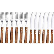 KOVOT 12-Piece Wood Handle Steak Knife & fork Set   Includes (6) 8" Steak Knives + (6) 7.5" Forks
