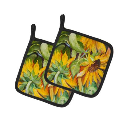 2 Dish Towels and 1 Oven Mitt Sunflower Themed Kitchen Towel Set with 2 Quilted Pot Holders 
