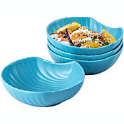 Bruntmor Matte Glazed 7" Ceramic Shell Shaped Dinner Plates, For Appetizer or Desserts, Dinner Plates, Buffet Plates Set Of 4, Blue