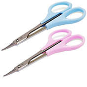 Glamlily Curved Eyebrow Trimming Scissors, False Lashes Trimmer (Blue, Pink, 2 Pack)