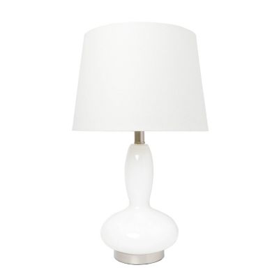 Lalia Home Contemporary Glass Dollop Table Lamp with White Fabric Shade - White