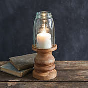 Slickblue Wooden Candle Holder with Mason Jar Chimney - Quart