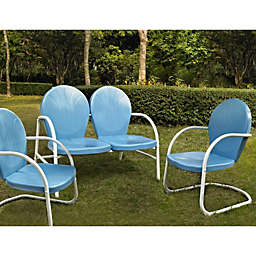 Crosley Furniture Griffith 3Pc Outdoor Conversation Set Blue/White