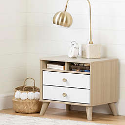 South Shore Yodi 2-Drawer Nightstand - Soft Elm and Pure White