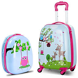 Slickblue 2 Pieces ABS Kids Suitcase Backpack Luggage Set