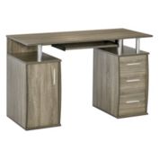 47" Computer Desk with Keyboard Tray and Storage Drawers, Home Office Workstation Table with Storage Shelves, Grey