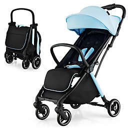 Gymax Portable Baby Stroller One-Hand Fold Pushchair W/ Aluminum Frame