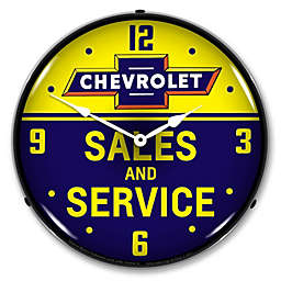 Collectable Sign & Clock   Chevrolet Bowtie Sales and Service LED Wall Clock Retro/Vintage, Lighted